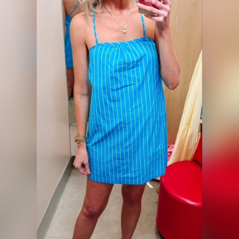 a new day Sky Blue Striped Mini Dress
